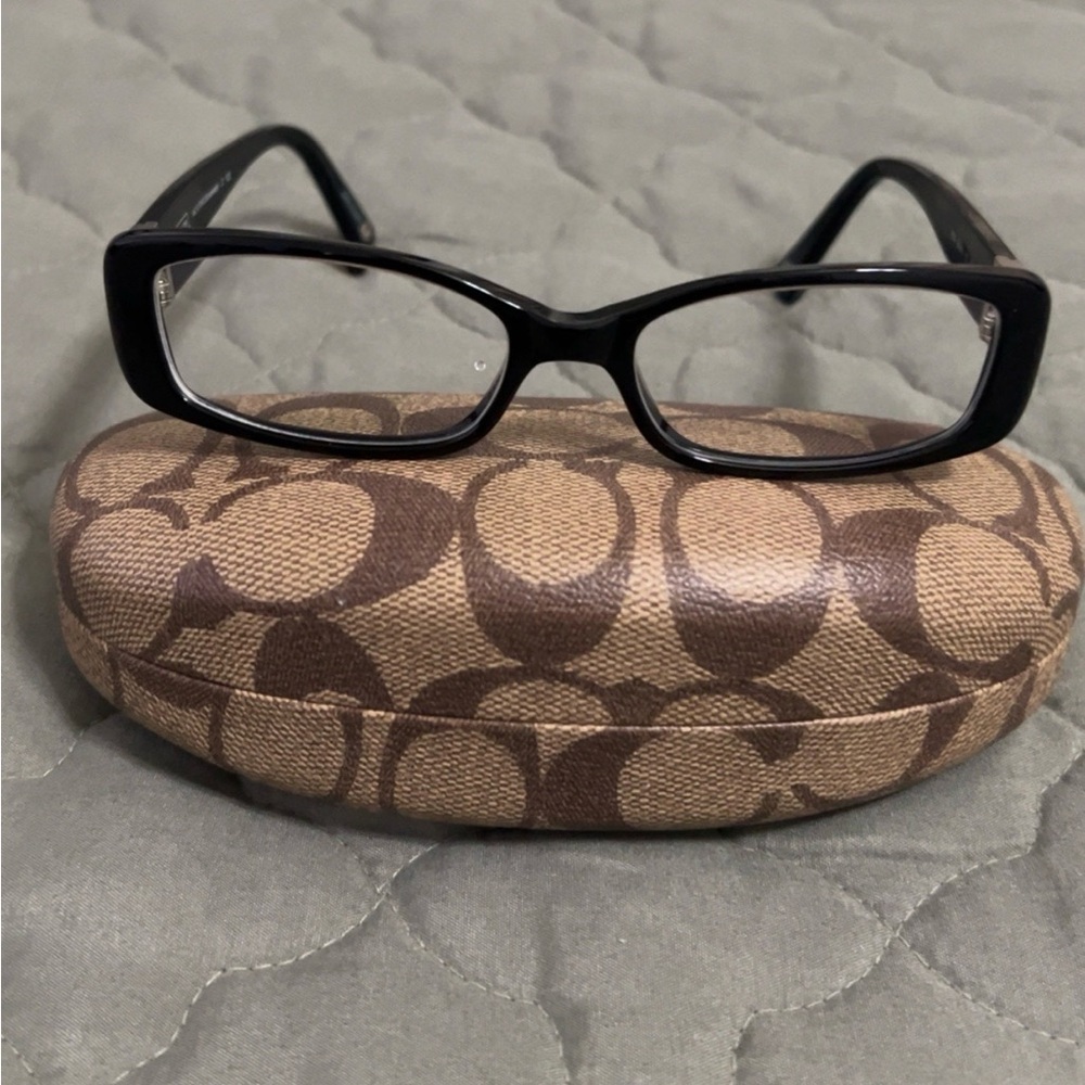 Coach Black Eyeglasses with Tan Signature Case